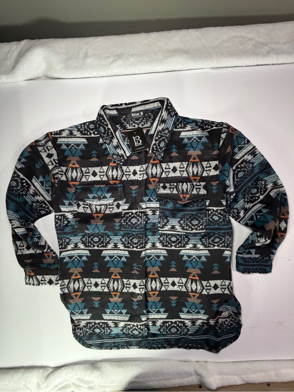 Blue B Collection Aztec Knit Cardigan - Black, Teal, Rust